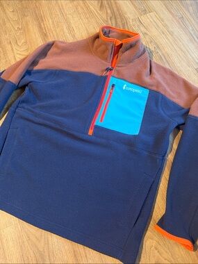 cotopaxi Men's Colorblock Half-Zip Fleece Jacket - Navy, Rust, Teal, Orange